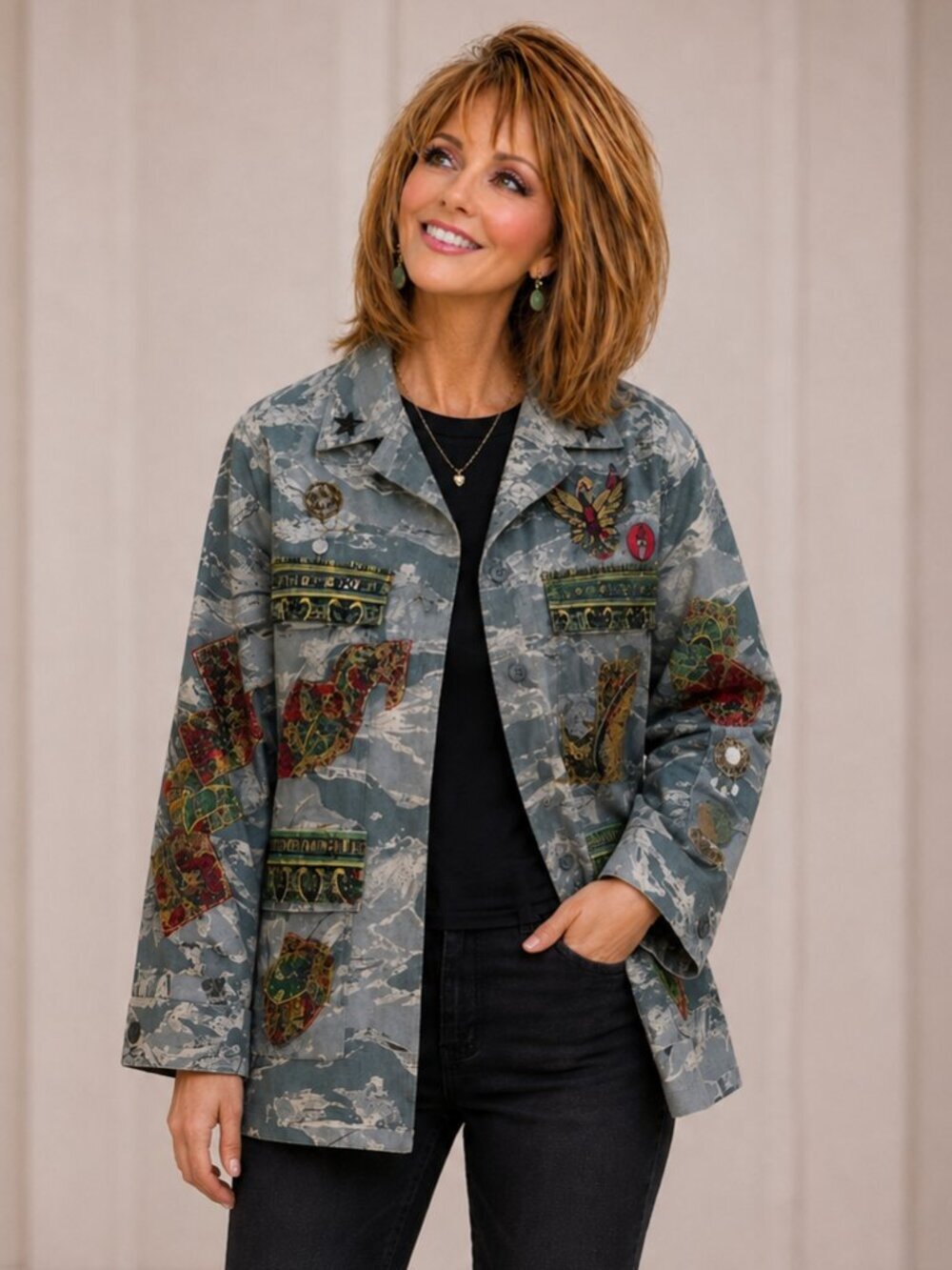 Up-cycled Camo Authentic Utility Women’s Issue Military Jacket, Size 2 (Short)